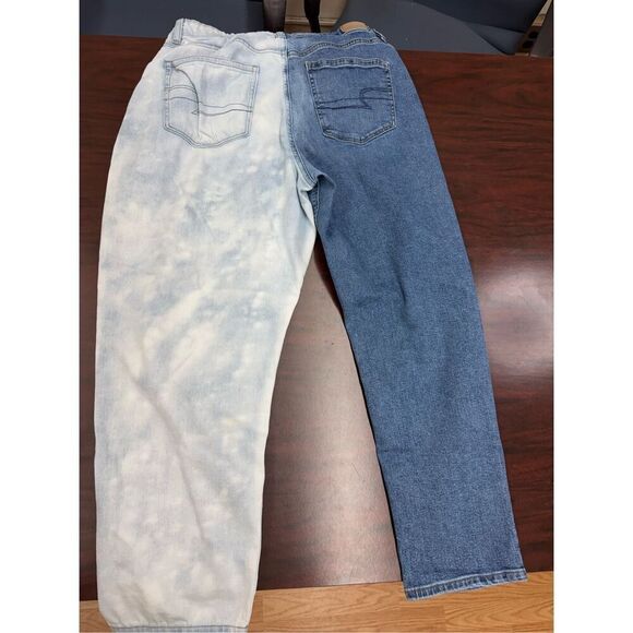 American Eagle Stretch Two Toned Denim Mom Jeans Size 12 - Picture 6 of 13